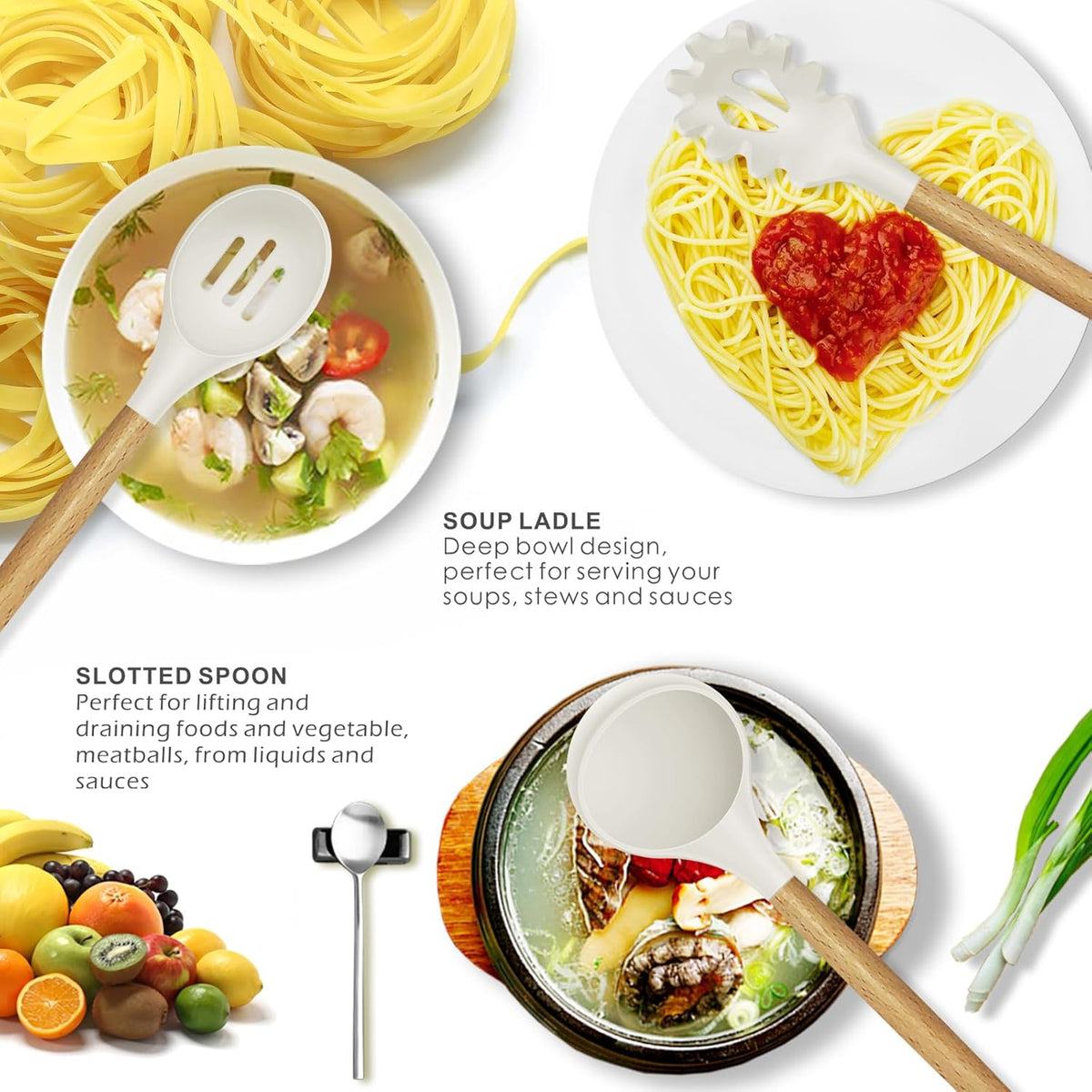 Silicone Cooking Utensils Set - 446°F Heat Resistant Silicone Kitchen Utensils for Cooking,Kitchen