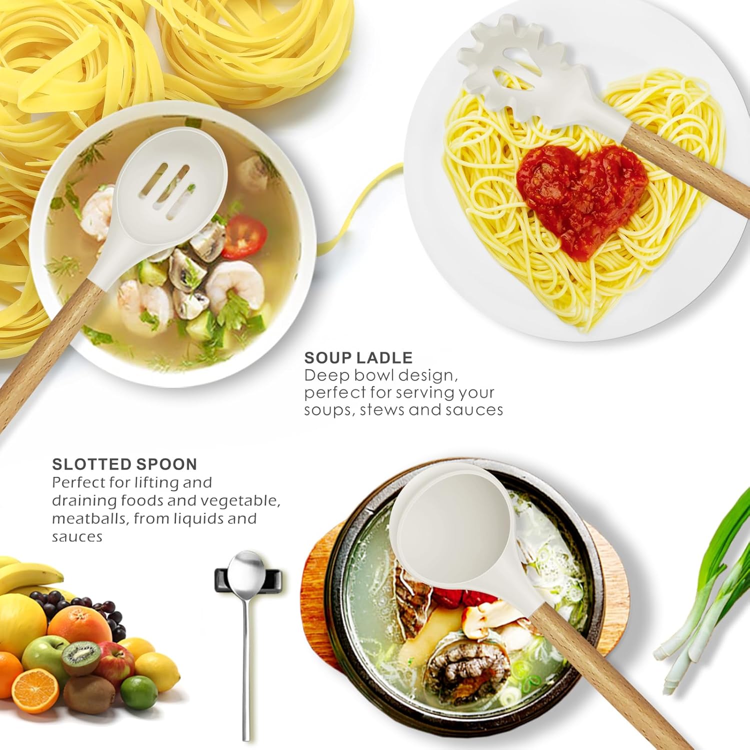 Silicone Cooking Utensils Set - 446°F Heat Resistant Silicone Kitchen Utensils for Cooking,Kitchen