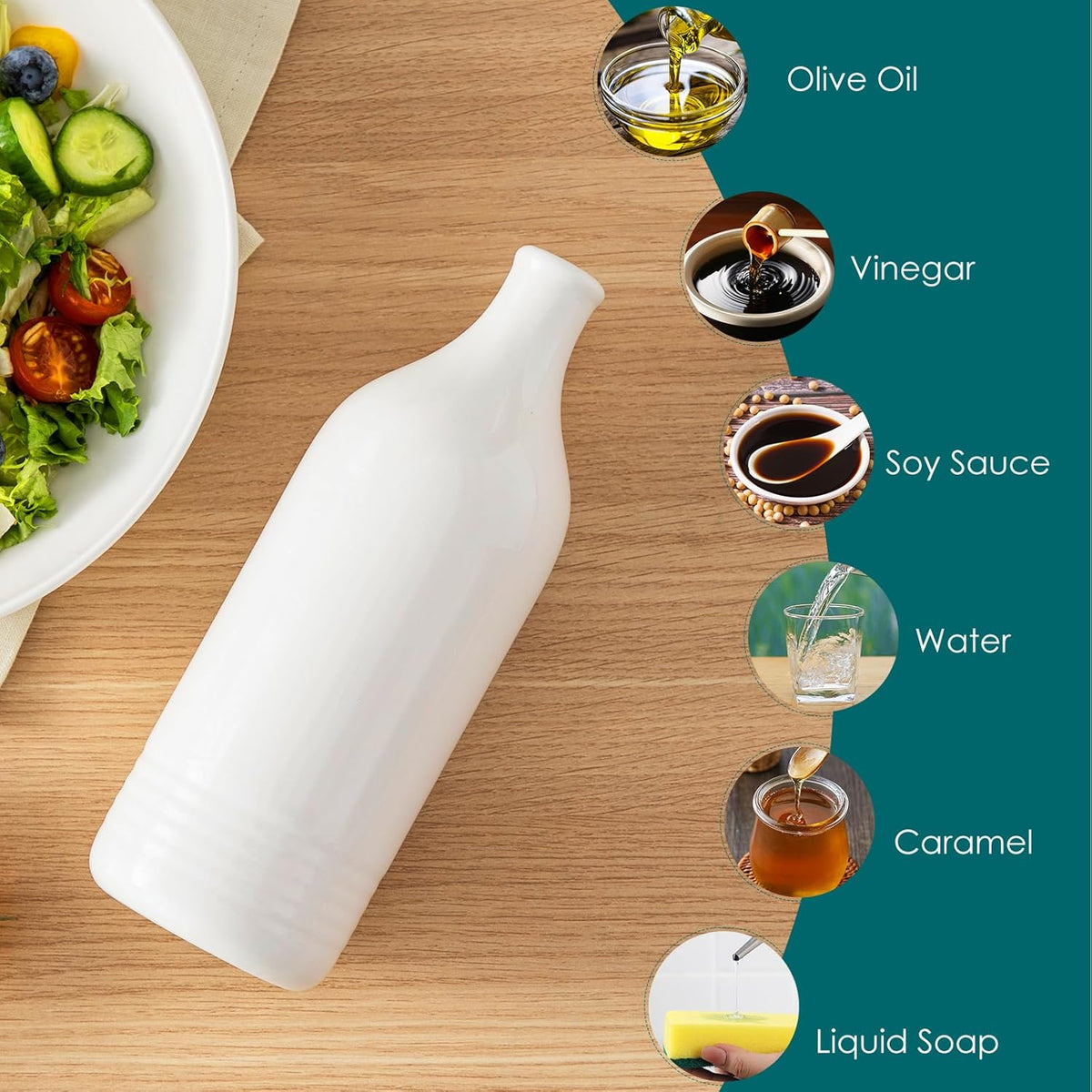 vancasso 20 Oz Ceramic Olive Oil Dispenser Bottle, Bottle Dispenser with Spout and Funnel for