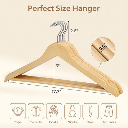 Liyarya 30 Pcs Wooden Hangers, Heavy Duty Clothing Rack for Coat, Suits