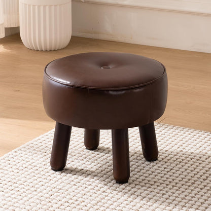 Small Foot Stool Ottoman, Round Pouf Foot Rest, Footstool Ottomans with Rubber Legs Under Desk