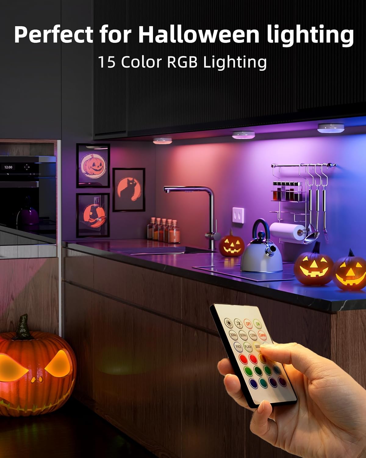 EZVALO 6-Pack Under Cabinet Lighting, Rechargeable Motion Sensor Puck Lights with Remote, 3 Color