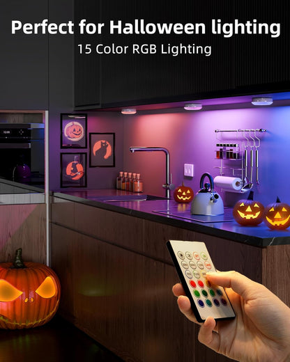 EZVALO 6-Pack Under Cabinet Lighting, Rechargeable Motion Sensor Puck Lights with Remote, 3 Color