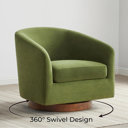 CHITA Swivel Accent Chair, FSC Certified Upholstered Velvet Barrel Chair for Living Room, Fully