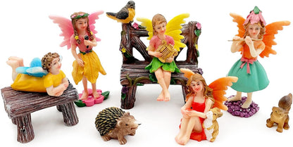 Fairies Set of 10 Pcs Miniature Garden Figurines - Outdoor Decor Art for Fall Winter, Outdoor