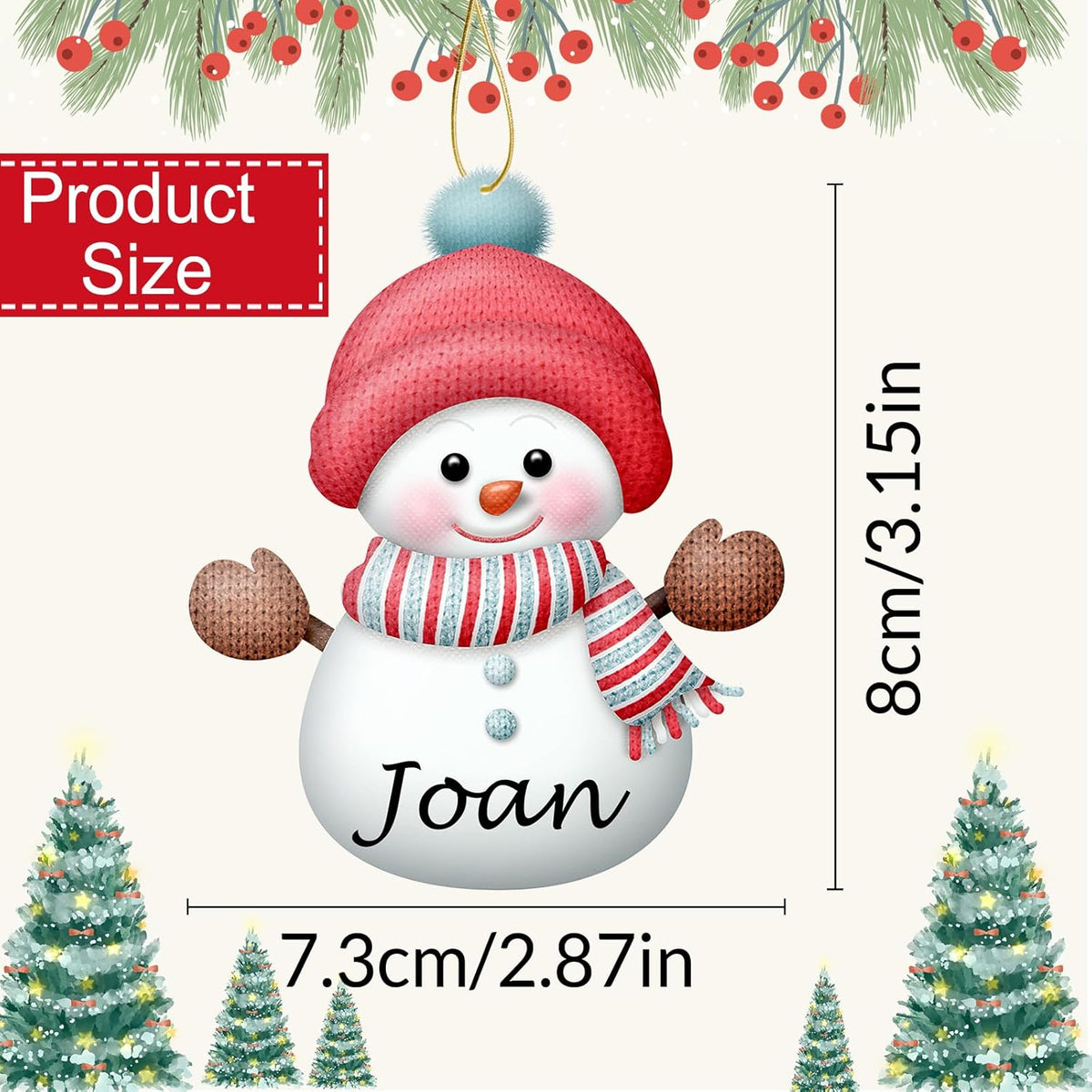 Personalized Christmas Ornaments with Names Snowman Custom Family Ornament Customized Xmas Tree