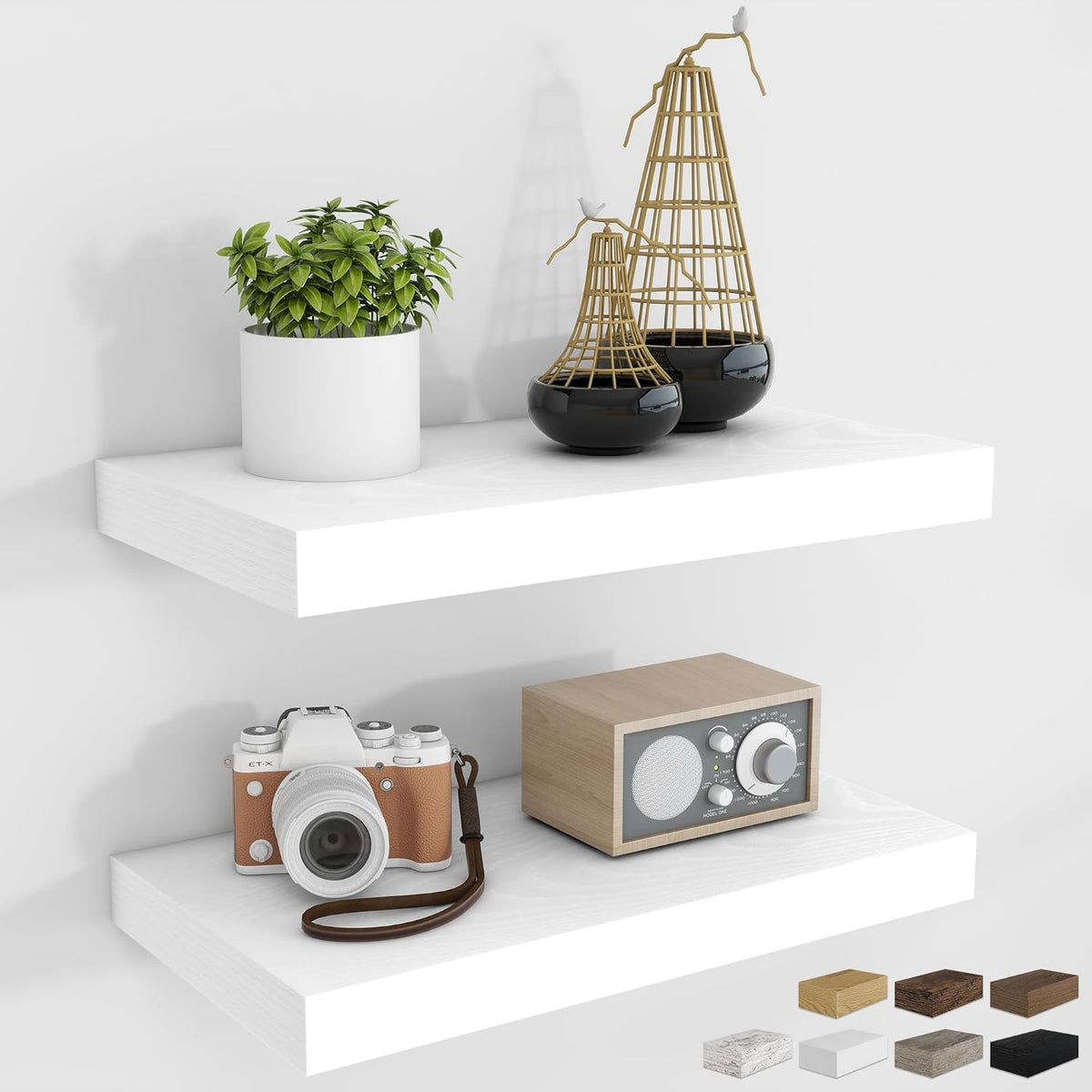 RICHFOCUS 16Inch Floating Shelves for Wall 2 Pack Shelves for Bedroom|Kitchen|Bathroom Wall Mounted