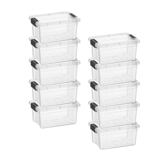 Superio Clear Storage Box with Lid, 3.5 Quart Plastic Container Bins for Organizing, Stackable