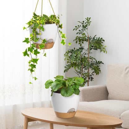 ZMTECH 10 Inch Hanging Planters for Indoor Outdoor Plants, 2 Pack Self Watering Hanging Plant Pots