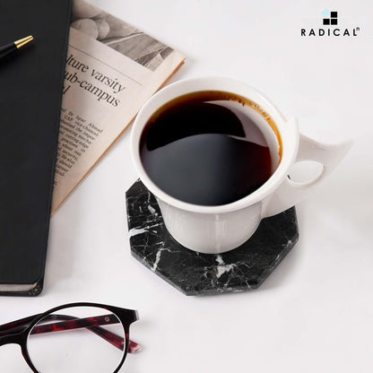 Radicaln Marble Coasters Star 3.5" Inches Black Handmade Stone Drink Coasters Set of 6 for Coffee