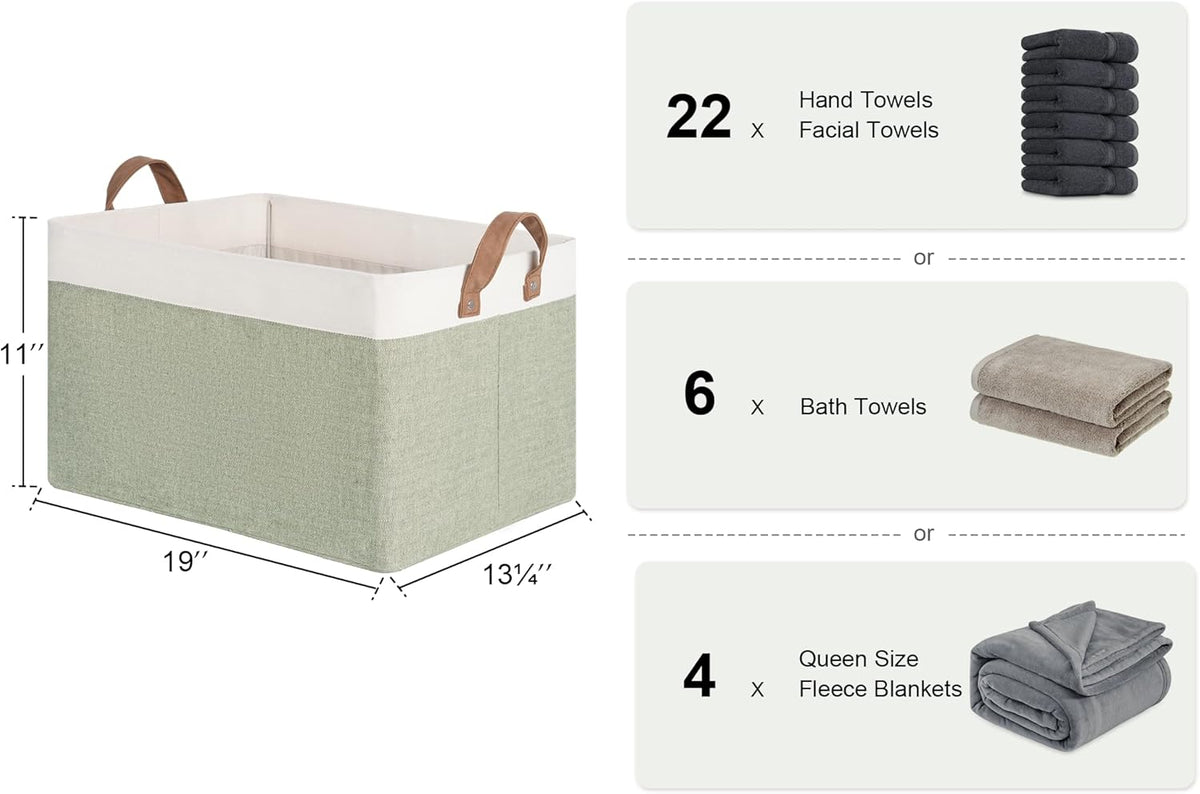 StorageWorks Storage Bins, Fabric Storage Bins for Shelves, Extra Large Storage Baskets with Metal