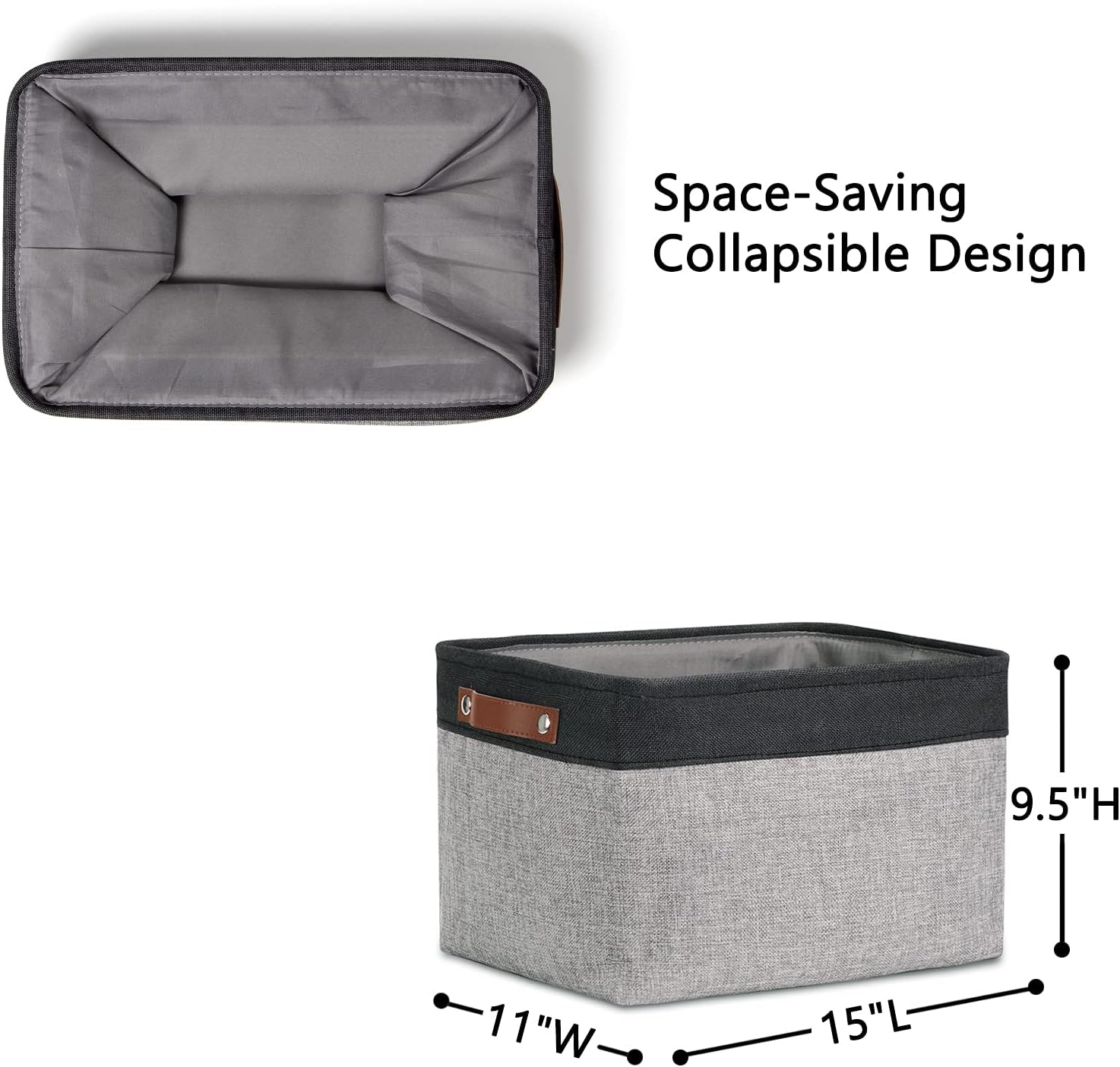 DULLEMELO Fabric Baskets for Storage, Rectangular Fabric Storage Bins Collapsible, Perfect for