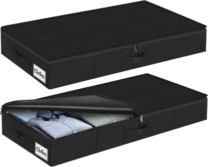Under Bed Storage Container Bins 2 Pack, 4.5 Inch Slim Low Profile Underbed Clothes Storage
