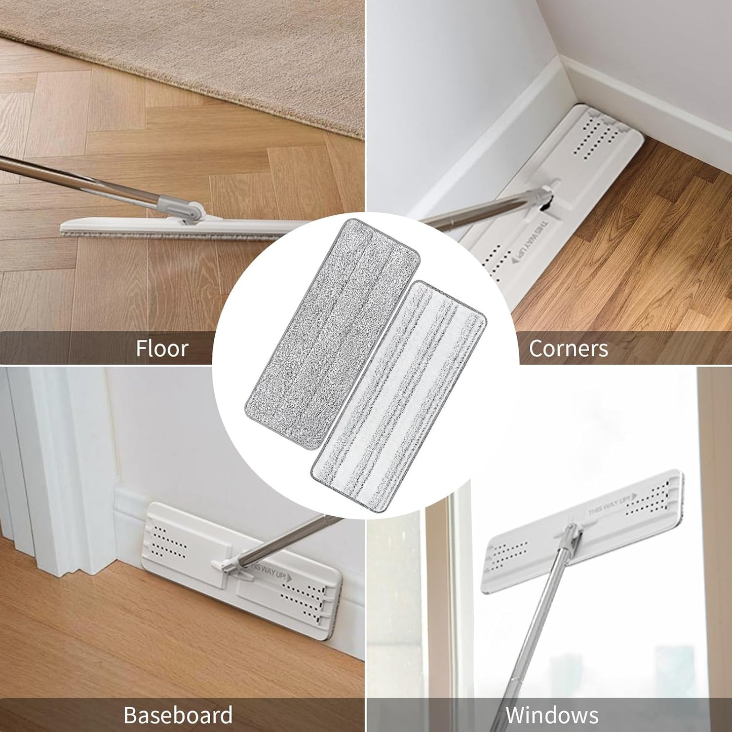 10Pcs Joymoop Mop Replacement Pads, 13 * 4.9'' Universal Mop Pads Mop Head Refills Washable Wet