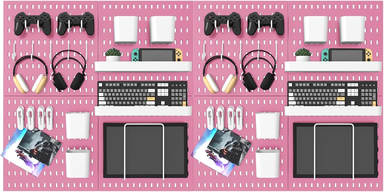 Pegboard Combination Kit, 25.2" x 50.4" Wall Mounted Storage Set with 8 Pegboards & 40 Accessories
