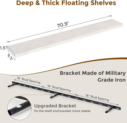 72 Inch Floating Shelves, 72 x 9 Rustic Wooden Fireplace Mantel, 9 Inch Floating Shelf for Wall