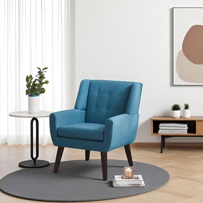 HUIMO Button-Tufted Accent Chairs,Upholstered Reading Living Room Chair,Mid Century Modern Chair