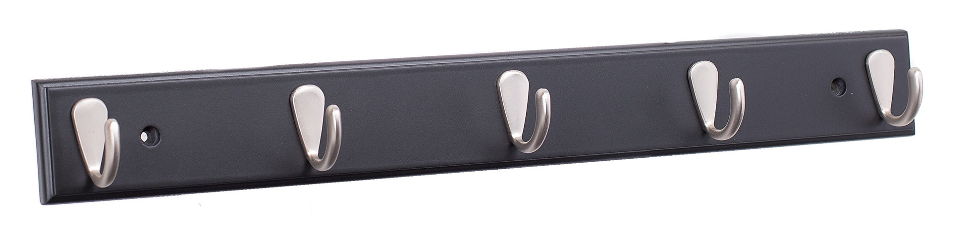 BIRDROCK HOME Modern 5 Hook Coat Rack | Wall Mounted Key Cap & Hat Rack | Black Finish | Satin