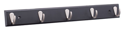 BIRDROCK HOME Modern 5 Hook Coat Rack | Wall Mounted Key Cap & Hat Rack | Black Finish | Satin