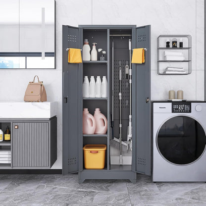 Storage Cabinet,Metal Locking Cabinets with Doors and Shelves,Functional Garage Storage Cabinet for
