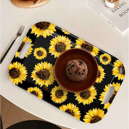 Serving Trays with Handles, 14.5 x 9.8 inch Rectangular Plastic Tray for Restaurant, Kitchen