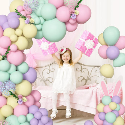 Amandir 153pcs Pastel Balloons Garland Arch Kit, Different Sizes 18 12 10 5inch Pastel Pink Yellow