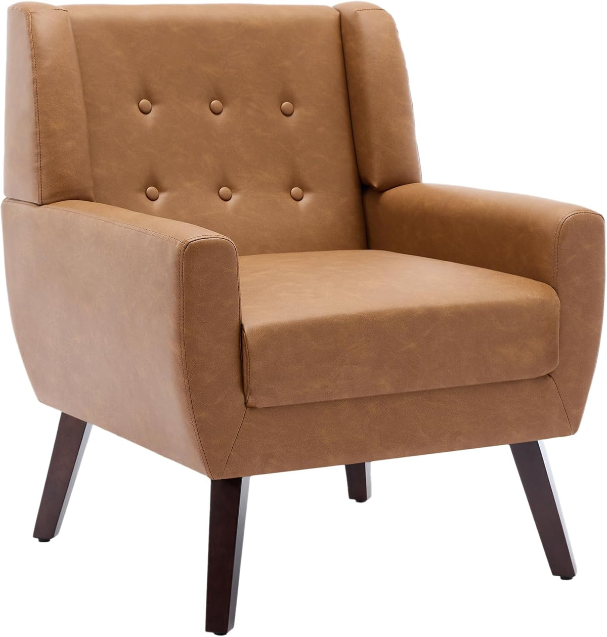 UIXE Faux Leather Accent Chairs Set of 4, Modern Arm Club Chair Upholstered Armchair for Living