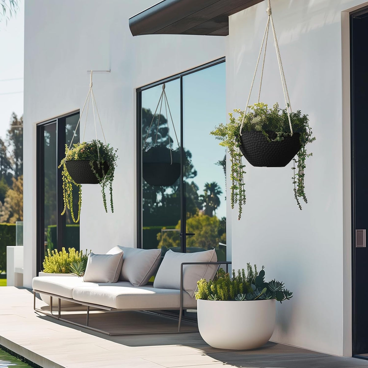 LA JOLIE MUSE Hanging Planters for Outdoor Plants, Large Hanging Planter with Drain Holes, Outdoor