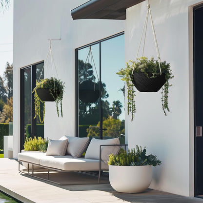 LA JOLIE MUSE Hanging Planters for Outdoor Plants, Large Hanging Planter with Drain Holes, Outdoor