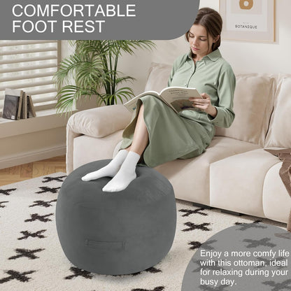 MeMoreCool Round Stuffed Pouf Ottoman Foot Rest, Floor Pouf Foot Stool with Soft Foam Chunk