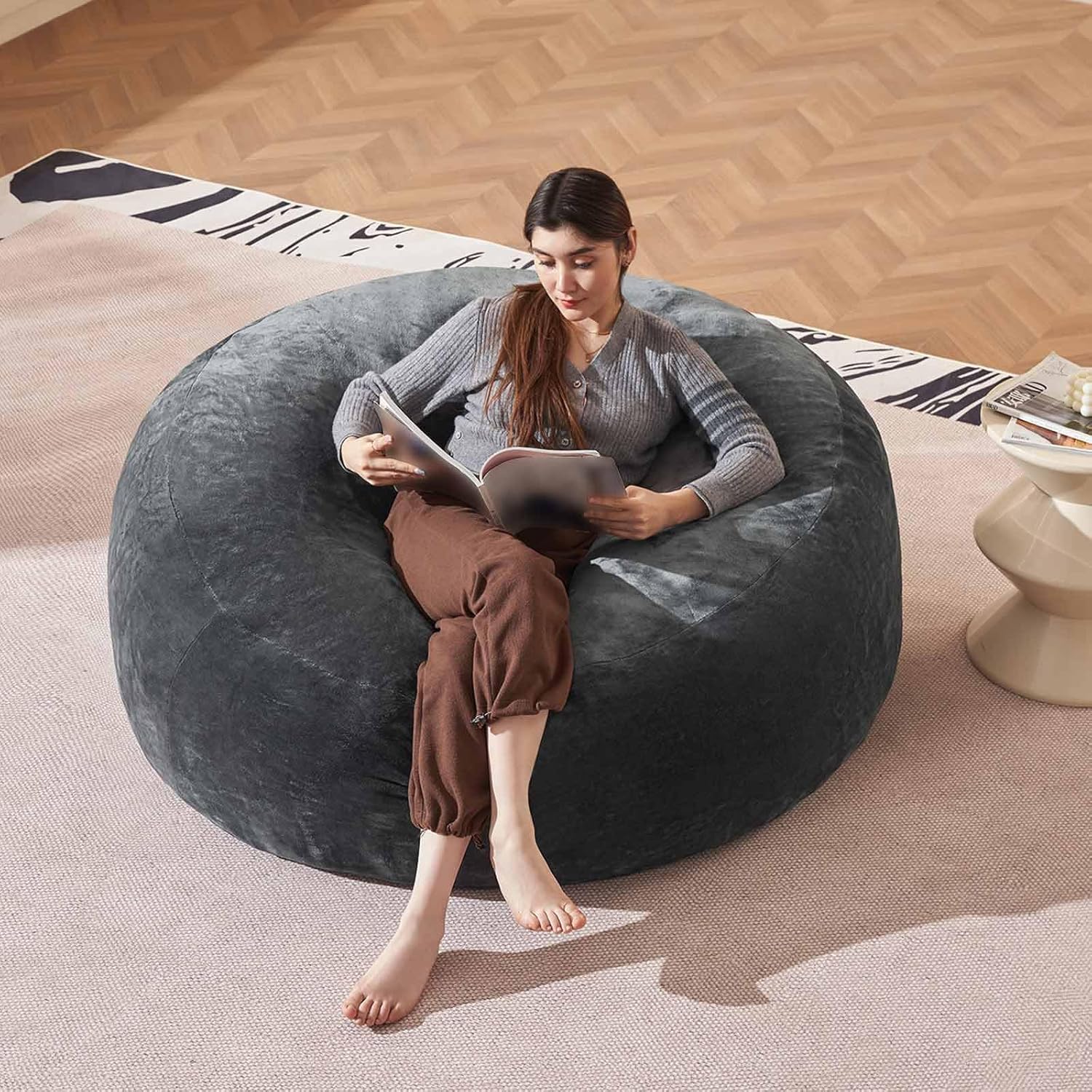 Bean Bag Chair 4Ft, Memory Foam Filled, Large Beanbag Chairs for Adults and Teens, Soft Sofa with