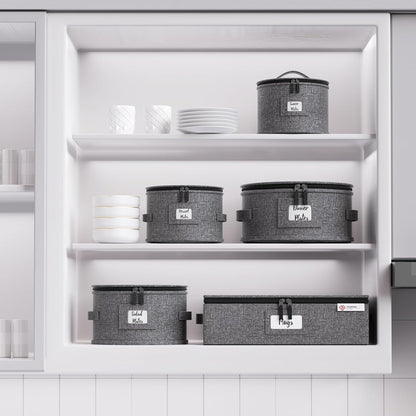 YearningHome China Storage Containers,Hard Shell Box with Felt Dividers for