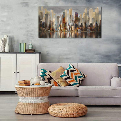Wall Decorations Framed Large Cityscape New York Wall Decor Canvas Prints Abstract Brown City Theme