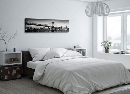 DJSYLIFE- Philadelphia Skyline Wall Art,Black and White Stretched Canvas Wall Art Prints for