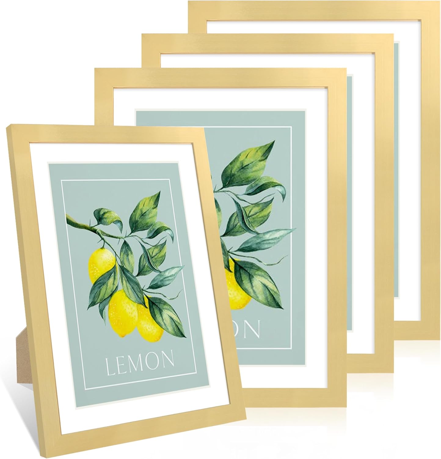 10x14 Picture Frame Set of 4, 10 x 14 Wood Photo Frames with Mat for 8x12 or 30x40cm Diamond