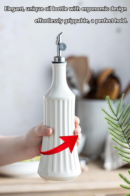 LYEOBOH Olive Oil Dispenser Bottle, Oil Dispenser for Kitchen, Ceramic Cooking Vinegar Dispensing