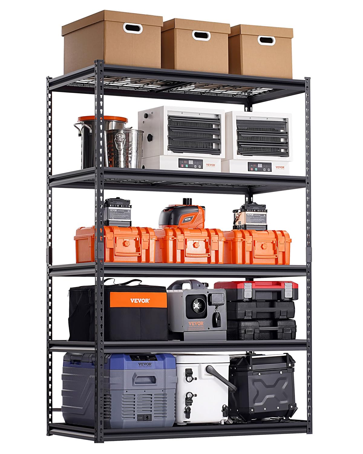 VEVOR Storage Shelves, 3000 lbs, 5 Tier Heavy Duty Garage Shelving, 24" D x 48" W x 72" H