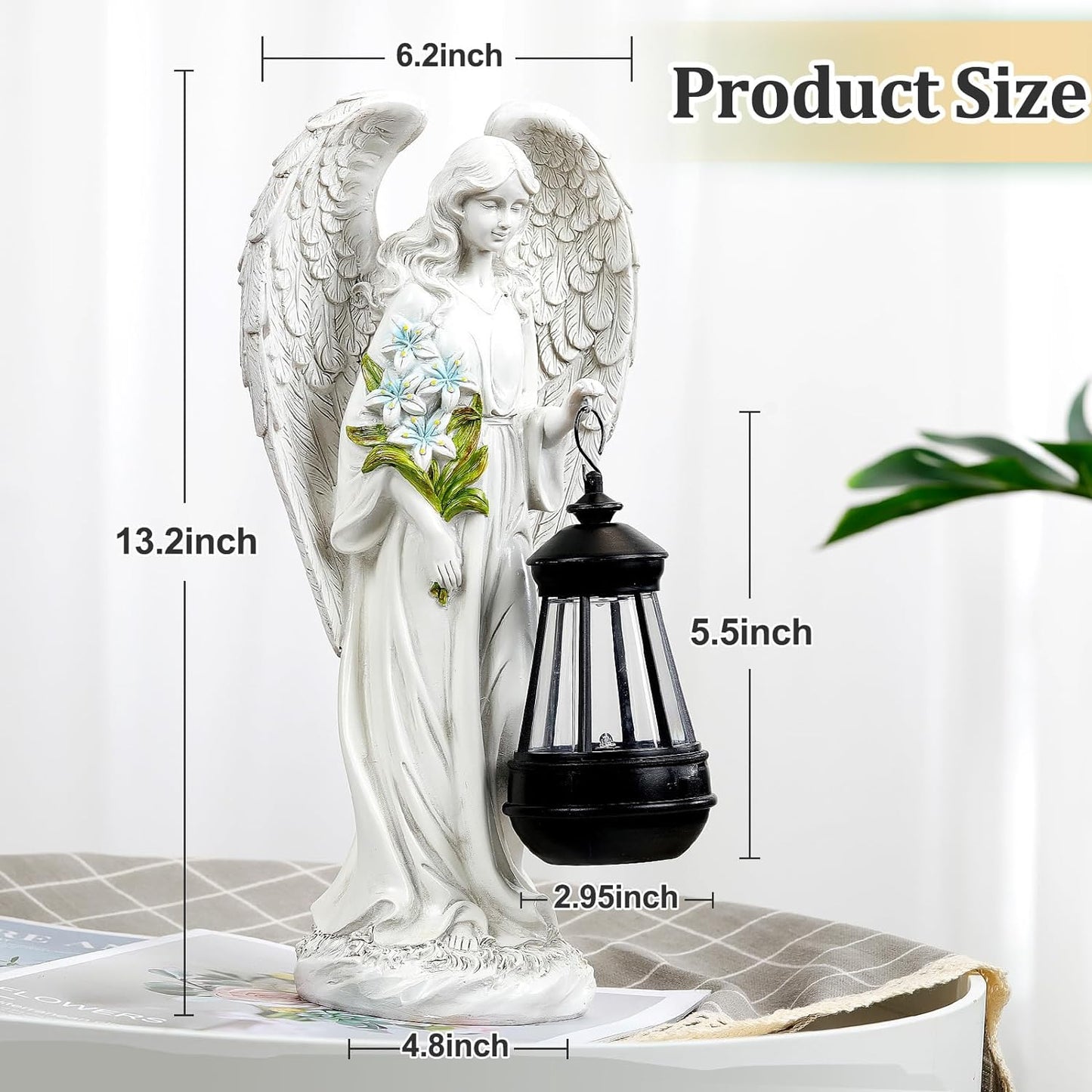 Solar Angel Outdoor Garden Decor Statues – 13.2 inches Solar Outdoor Sculptures for Outside Yard