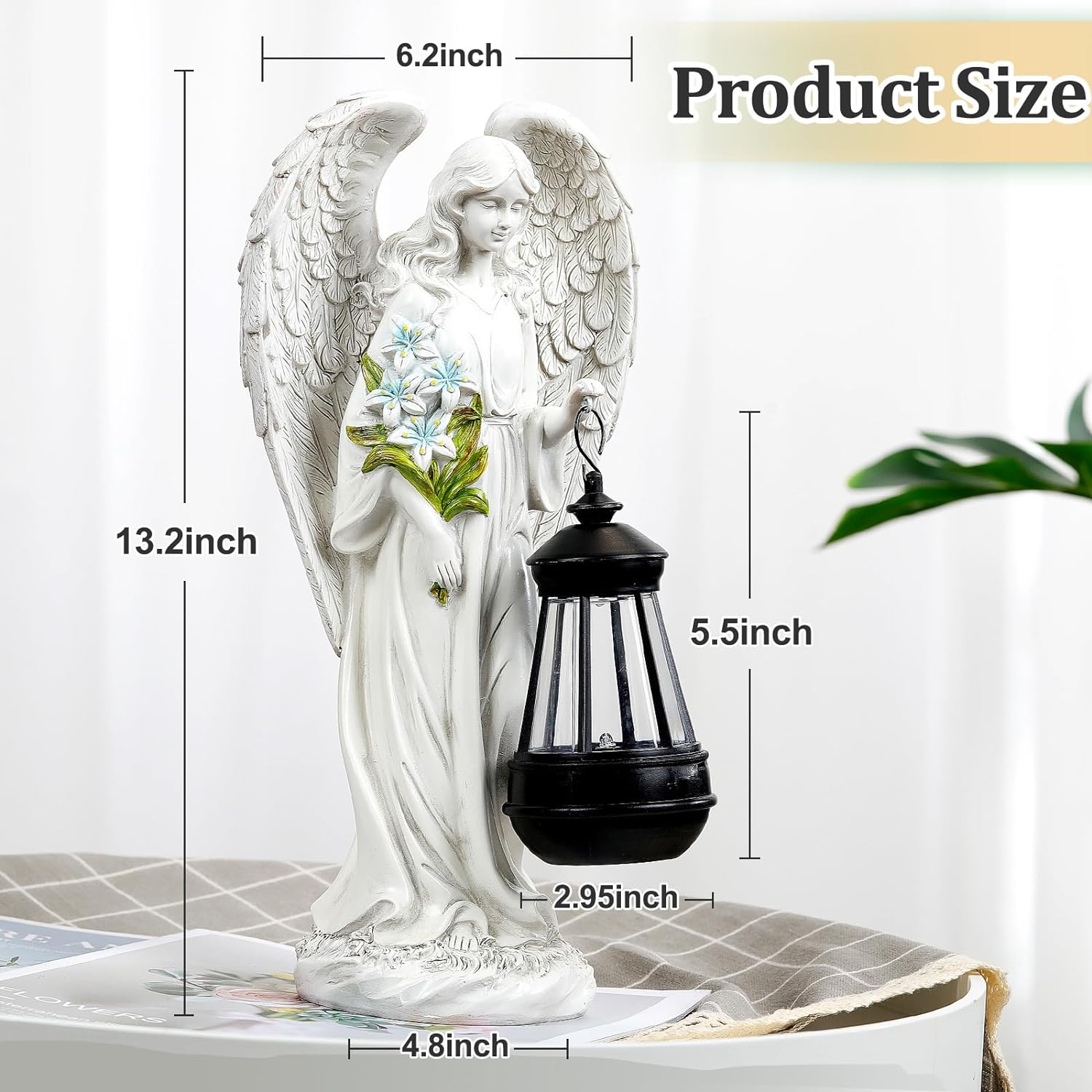Solar Angel Outdoor Garden Decor Statues – 13.2 inches Solar Outdoor Sculptures for Outside Yard