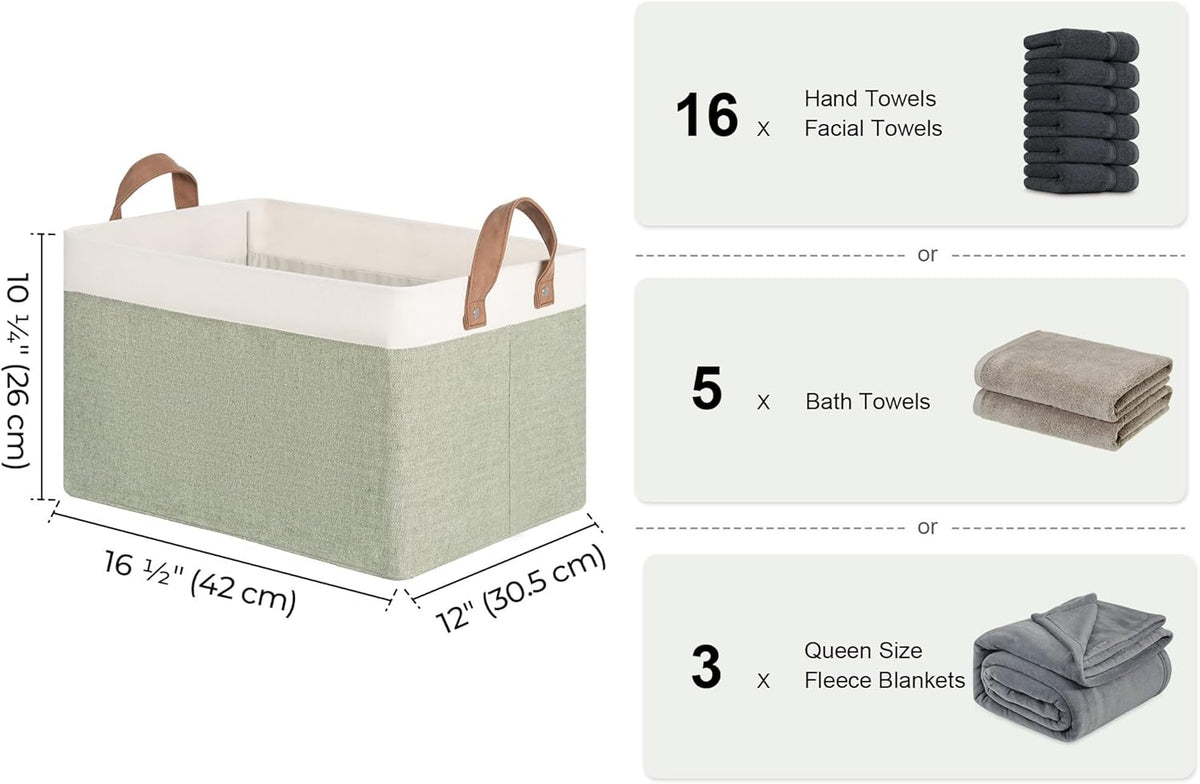 StorageWorks Storage Bins, Fabric Storage Bins for Shelves, Large Storage Baskets with Metal Frame