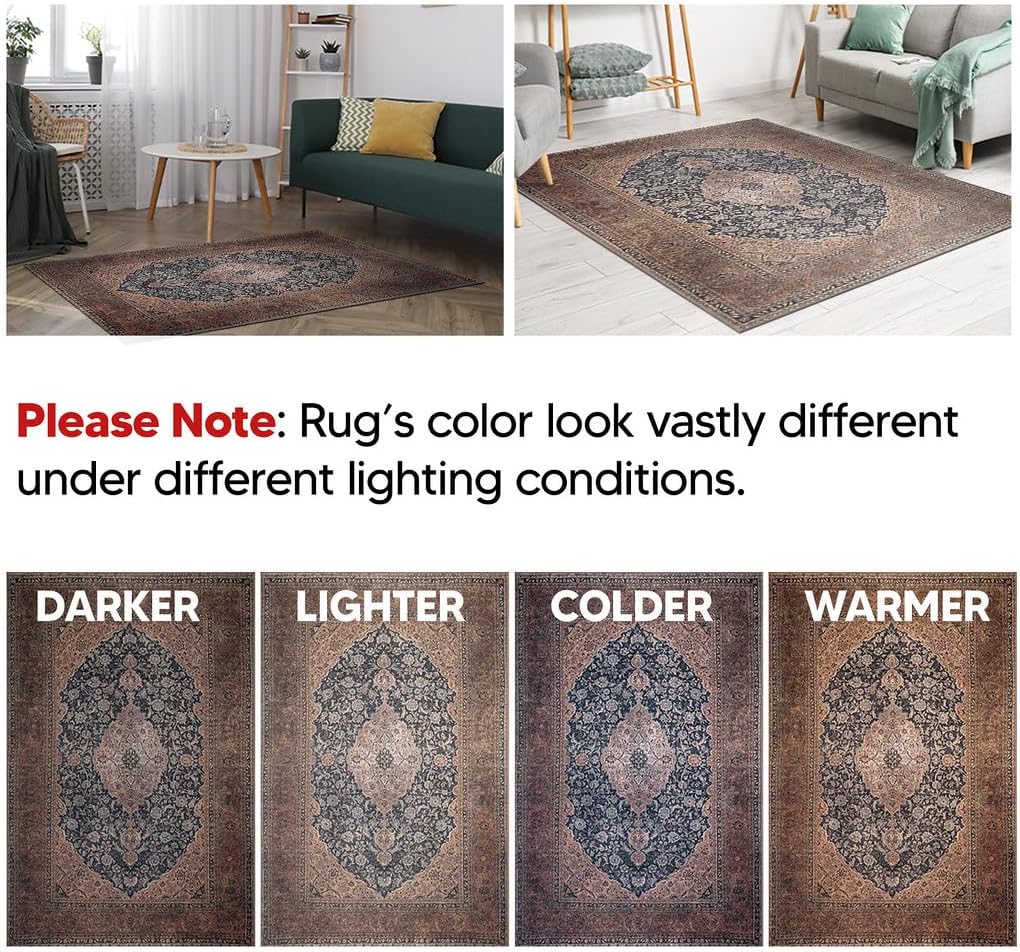 Keen Home Design 4x6 Rug - Machine Washable Area Rug with Non-Slip Backing, Ideal for Living Room