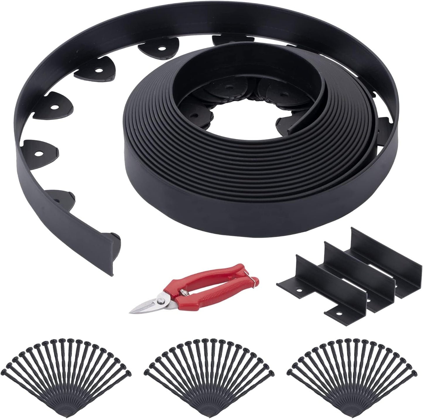 No Dig Landscape Edging Kit 60FT 2IN Tall with Scissors, Heavy Duty PP Material Garden Edging with