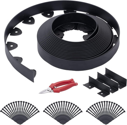 No Dig Landscape Edging Kit 60FT 2IN Tall with Scissors, Heavy Duty PP Material Garden Edging with