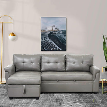 Naomi Home Modern Sectional Sofa with Storage Chaise Gray/Air Leather