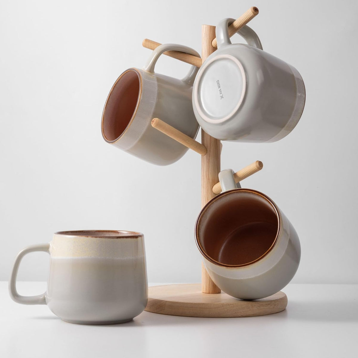 Ceramic Coffee Mugs Set of 4, 12 oz Stoneware Coffee Cups with Comfortable Handle for Latte, Tea