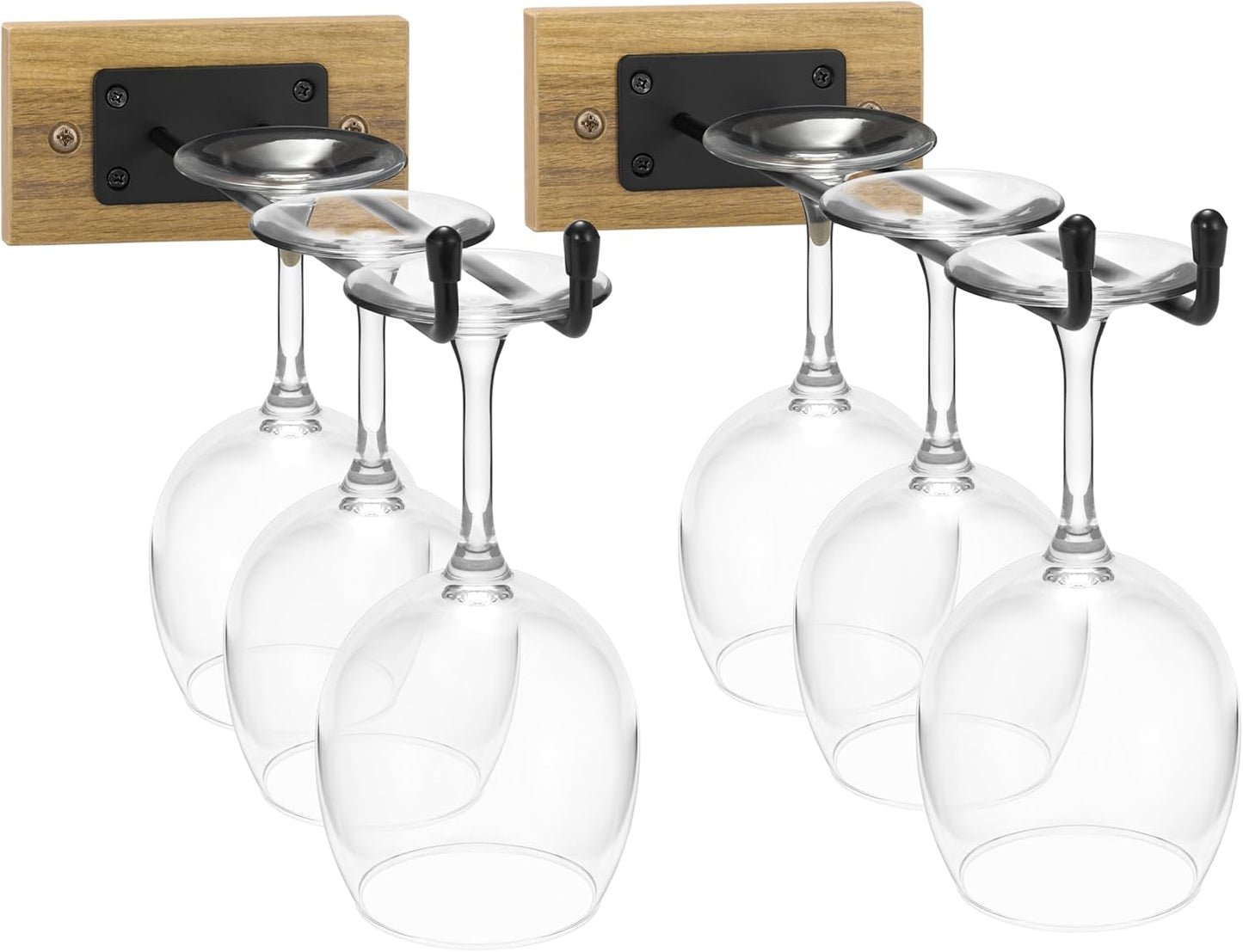 Sorbus Wall Mounted Wine Glass Stemware Rack Set - Wire & Wood Wine Rack Wall Mounted for Wine