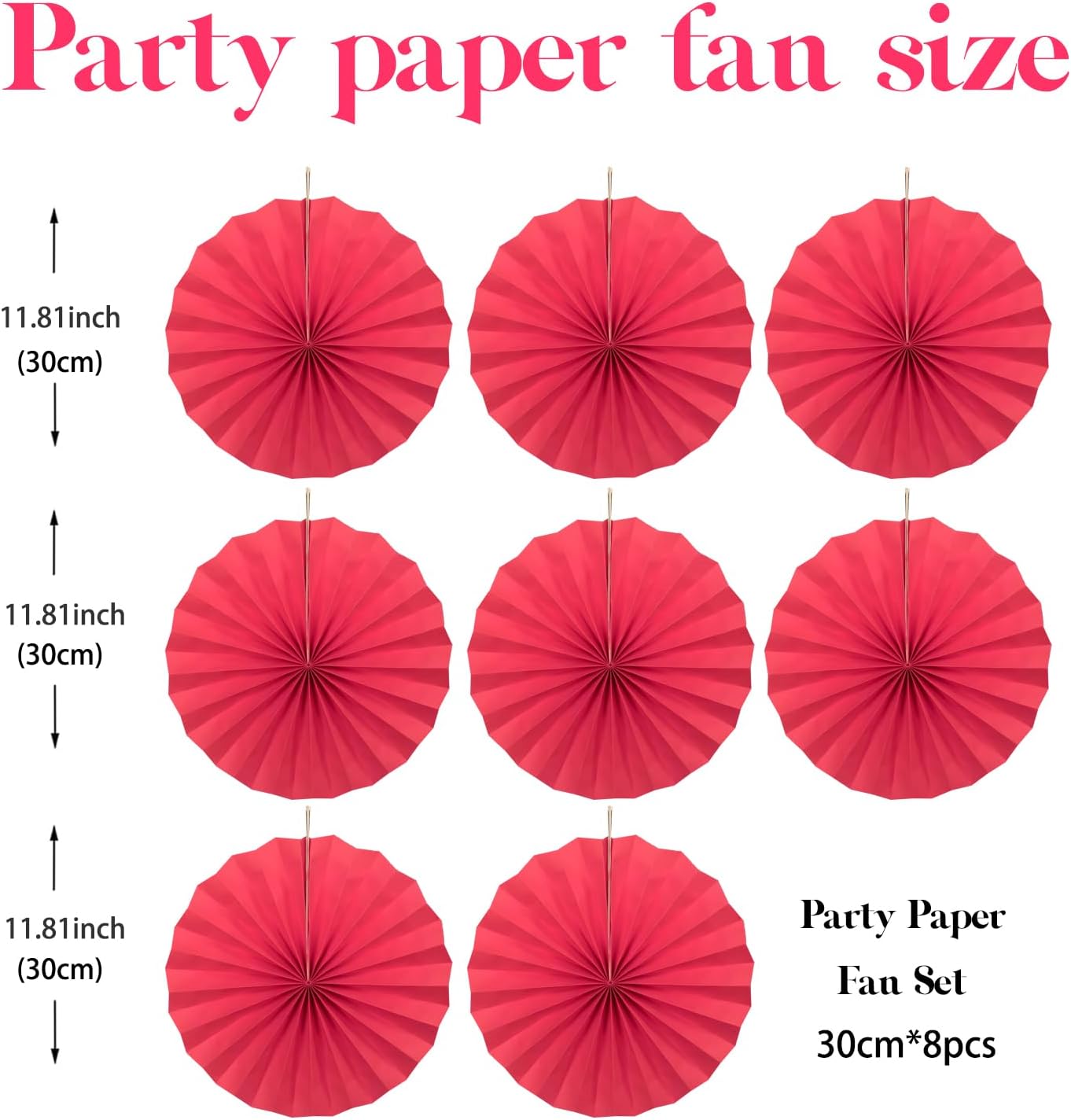 Red Birthday Decorations,DIY Red Paper Fans Hanging Decoration ,Party Supplies Party Fans 12in