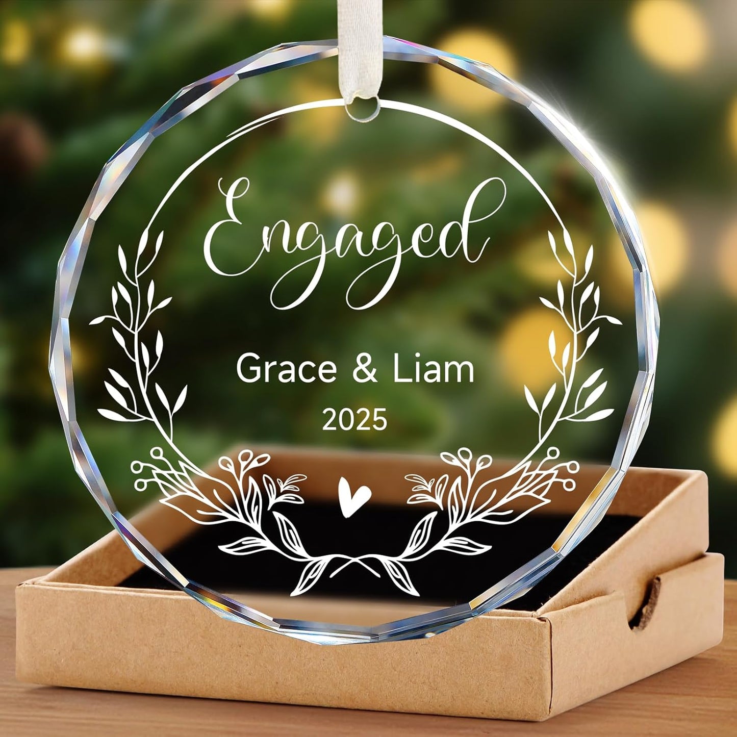 Engagement Gifts for Couples - Personalized Ornaments Keepsake Gift for Newly Engaged, Women