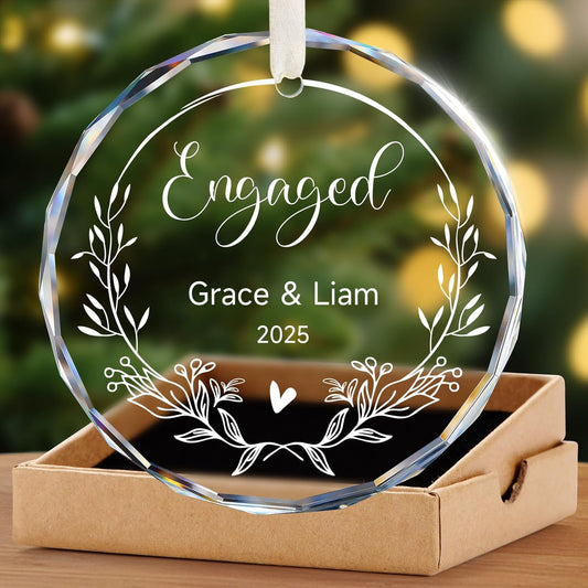 Engagement Gifts for Couples - Personalized Ornaments Keepsake Gift for Newly Engaged, Women