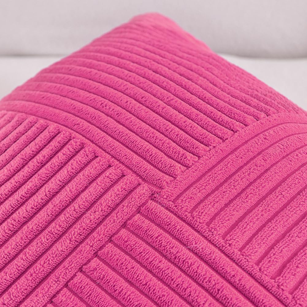 Fancy Homi 2 Packs Hot Pink Decorative Throw Pillow Covers 22x22 Inch for Living Room Couch Bed